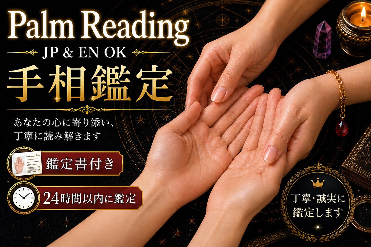 English対応｜手相で恋愛・金運・才能読みます 迷っているあなたへ。線の中に道があります イメージ1