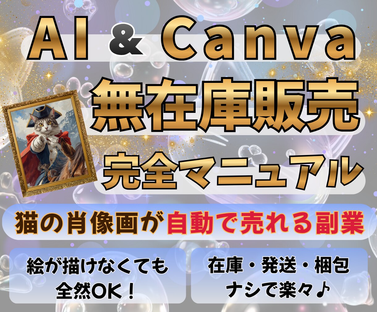 猫のアート作品を誰でも販売できる方法を教えます AIと無在庫販売で手間をかけずに売る仕組みが作れる副業です！ イメージ1