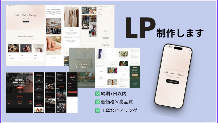 おしゃれなLP・ランディングページを制作します 低価格×高品質。丁寧なヒアリングでイメージを形にします！ イメージ1