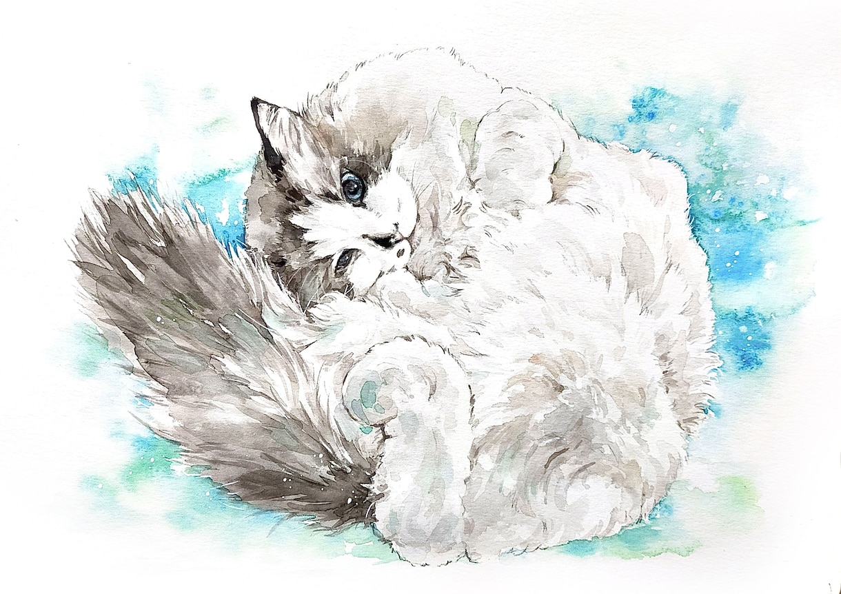 原画◆透明水彩でペット動物のイラストを手描きします 手描きの水彩画のイラスト原画を、ご自宅やプレゼント用に イメージ6