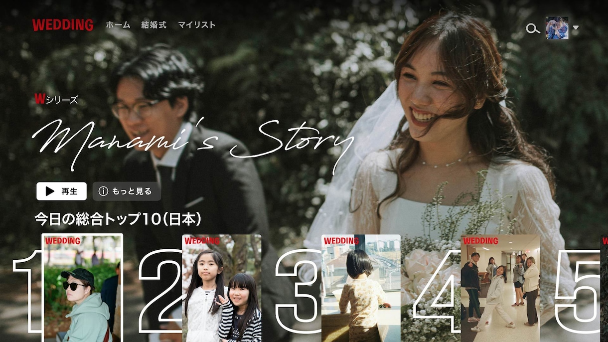 Netflix風｜プロフィールムービー制作します BGM3曲構成で変更自由！フィルム風の演出で結婚式を彩ります イメージ1