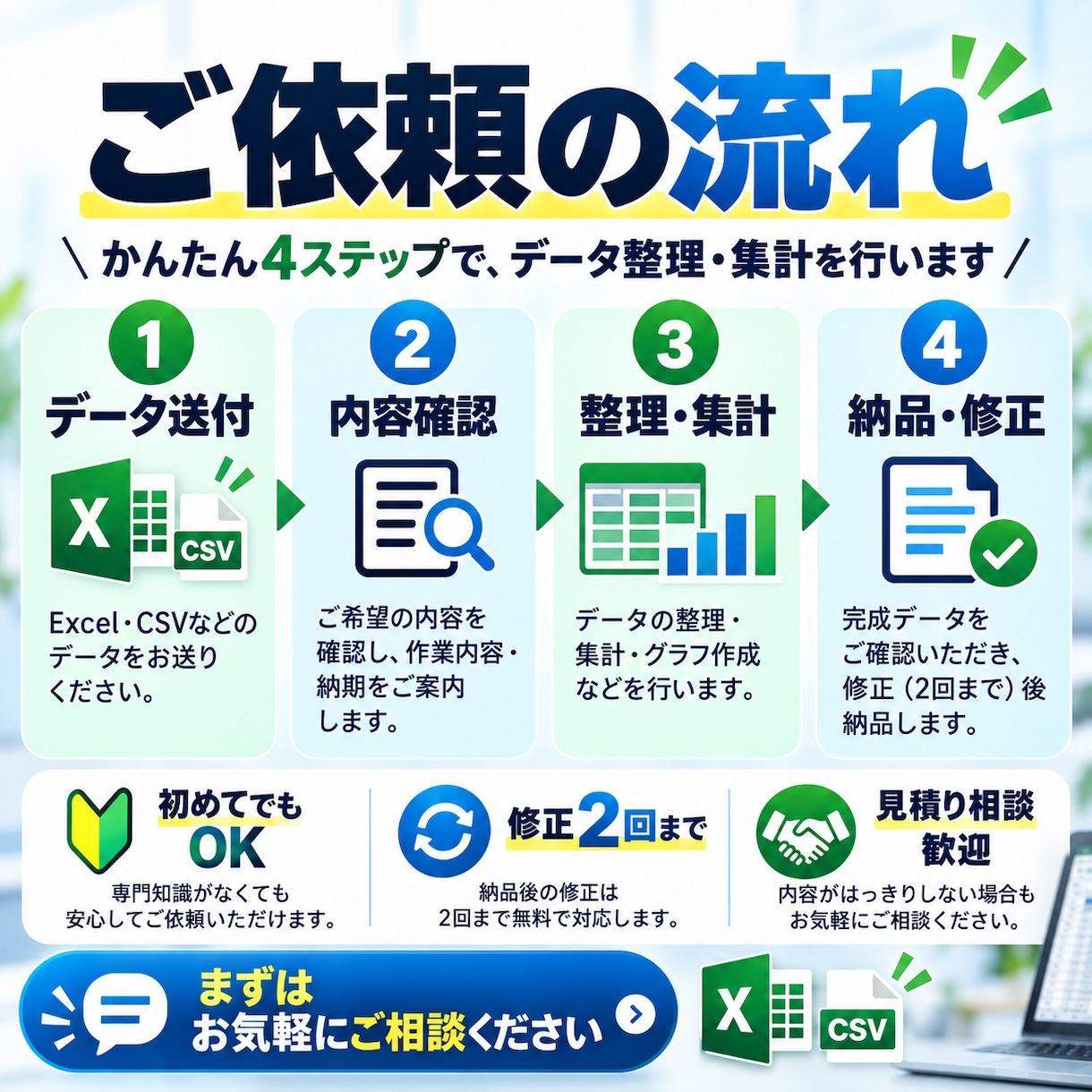 Excel・CSVを整理・集計します 面倒なデータ整理から集計・グラフ作成まで丁寧に対応 イメージ3