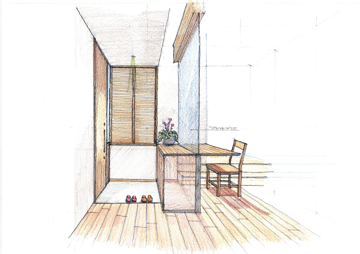 温もりある手描きの住宅内観パース提供いたします 打合せに印象に残る手描きのパースを添えませんか イメージ7