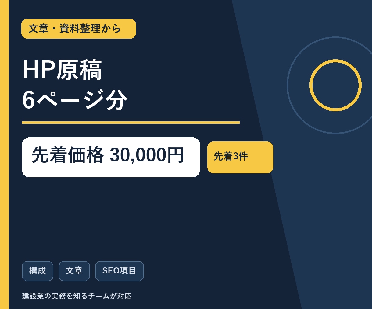 建設会社のHP原稿を6ページ分まとめて作成します 箇条書き・既存資料から構成と文章をまとめて整理 イメージ1