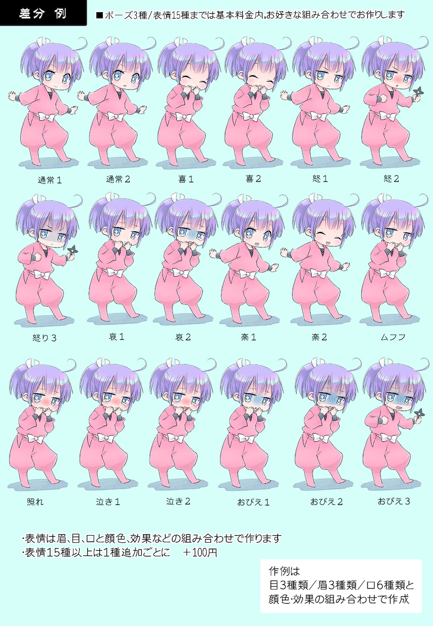 デフォルメ頭身キャラの立ち絵を作成します 可愛い系デフォルメキャラを動画・ゲーム・配信などに イメージ3