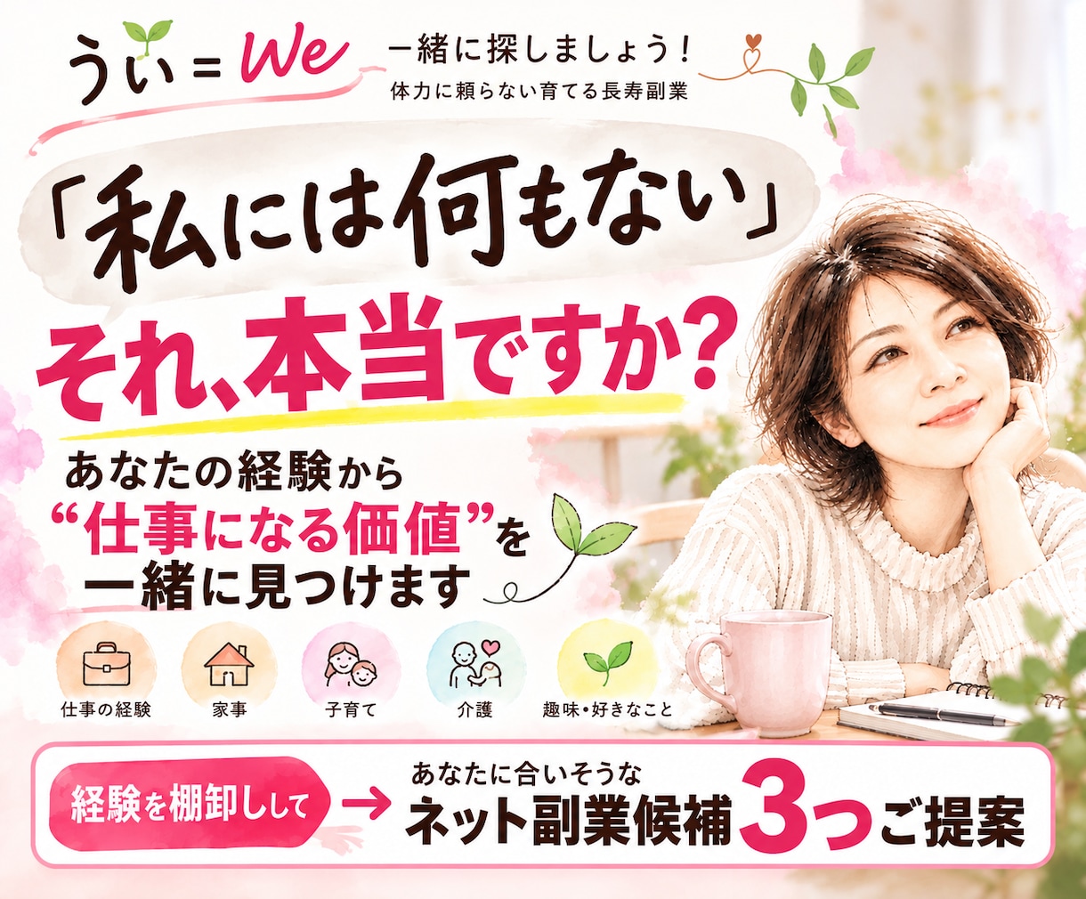 あなたの経験を棚卸し、副業候補3つ提案します ｢私には何もない」それ、本当ですか？ イメージ1