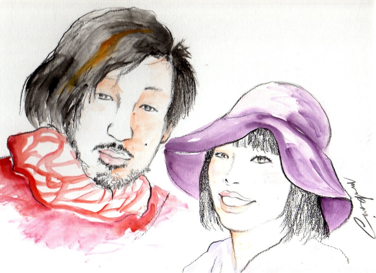 モード系の似顔絵を鉛筆と水彩で描きます お洒落にキリッと似顔絵を描きます！ イメージ7