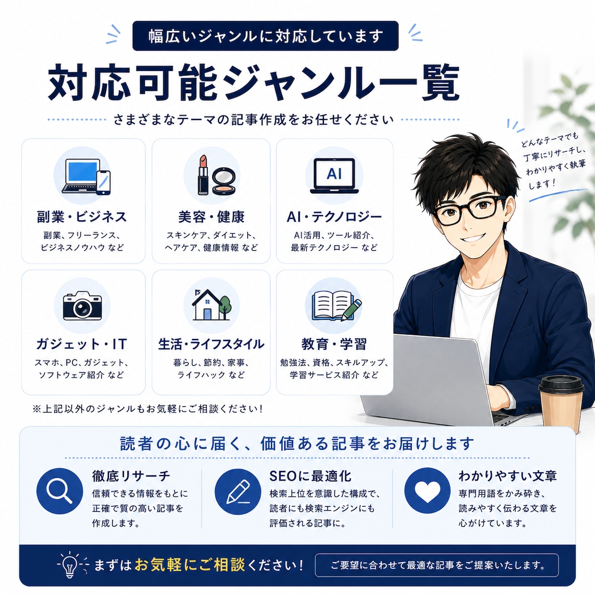SEO記事・ブログ記事を丁寧に執筆します SEOを意識した、伝わる記事を丁寧に執筆します イメージ2