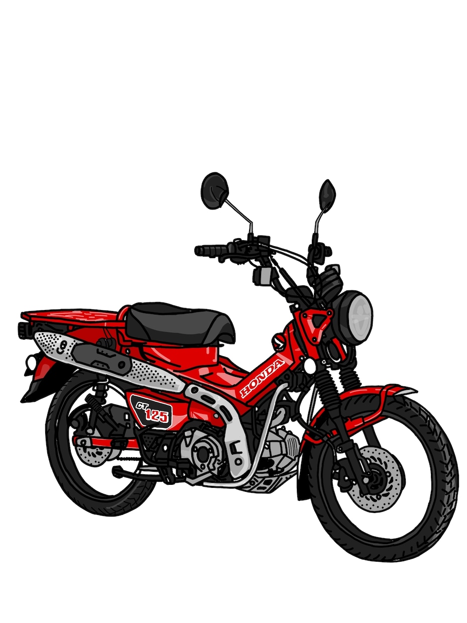 バイクのイラスト描きます 愛車をイラストに！人物、動物、キャラクターを乗せれます！ イメージ1