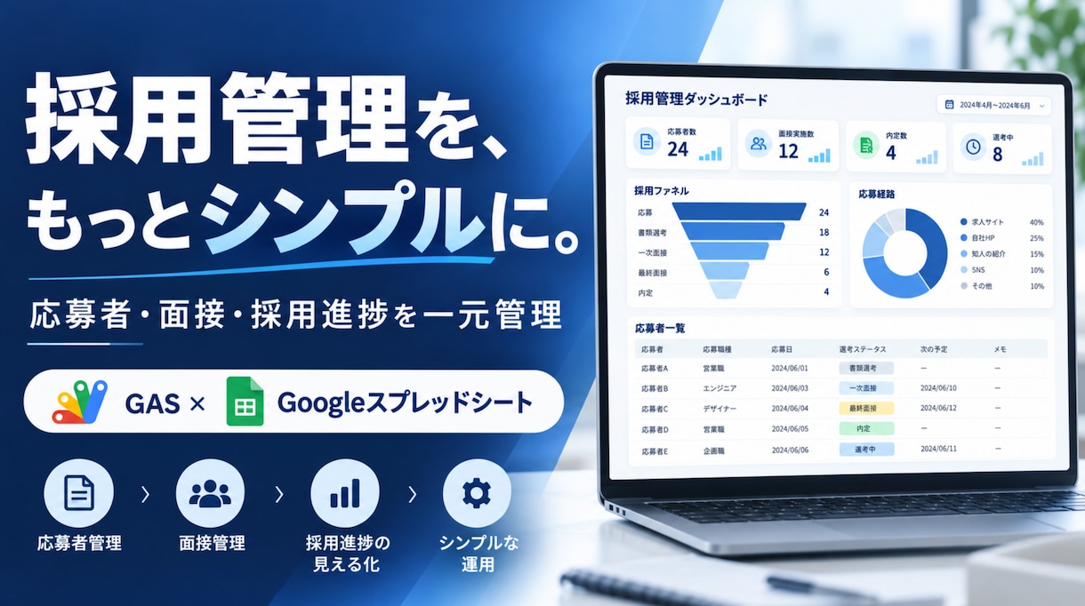 採用管理システムを構築します 応募者・面接・採用進捗をチームで一元管理！ イメージ1