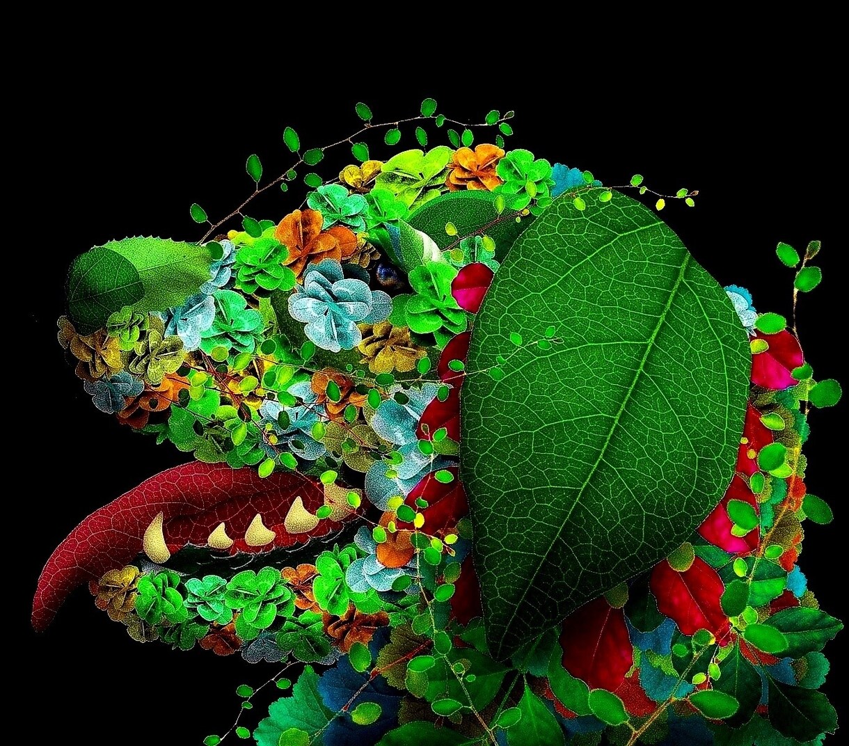 動物似顔絵を植物（花や葉っぱ）で表現します 植物写真コラージュでペットを『ナチュラルアニマル』アートに！ イメージ4