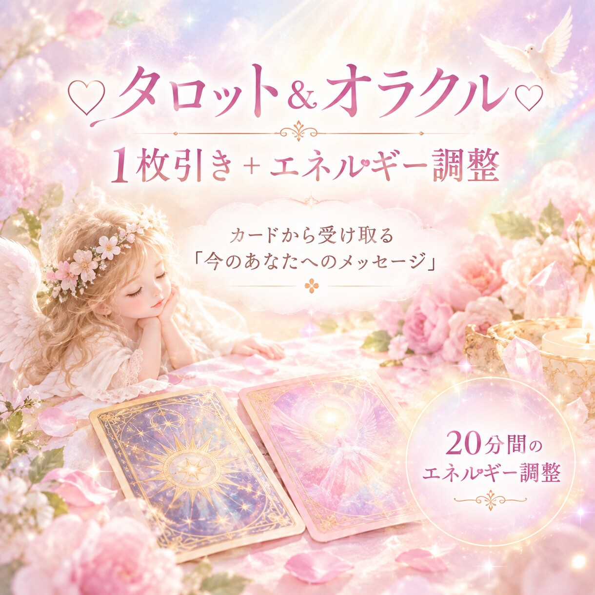 タロット＆オラクルカード1枚引き＋ヒーリングします 今のあなたへのメッセージとヒーリングをお届けしますꕤ* イメージ1