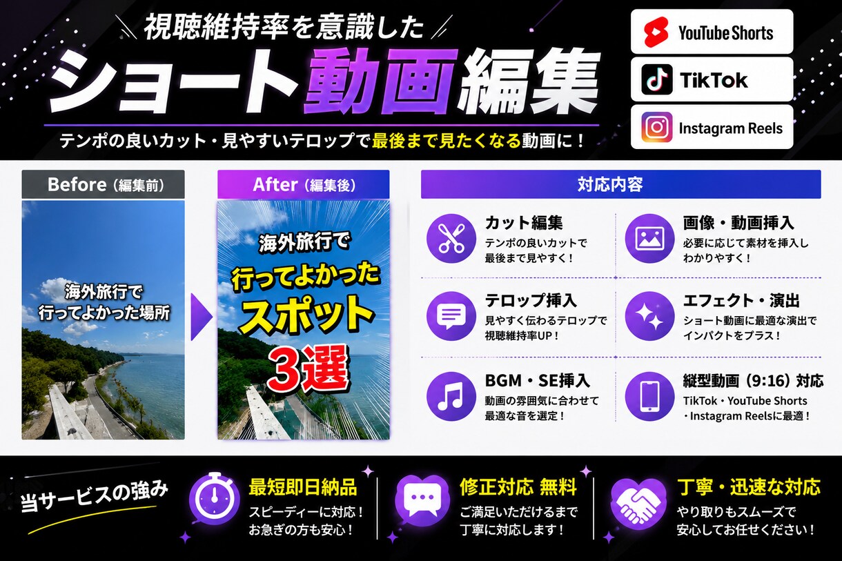 Shorts動画編集します shortsの動画を制作いたします！ イメージ2