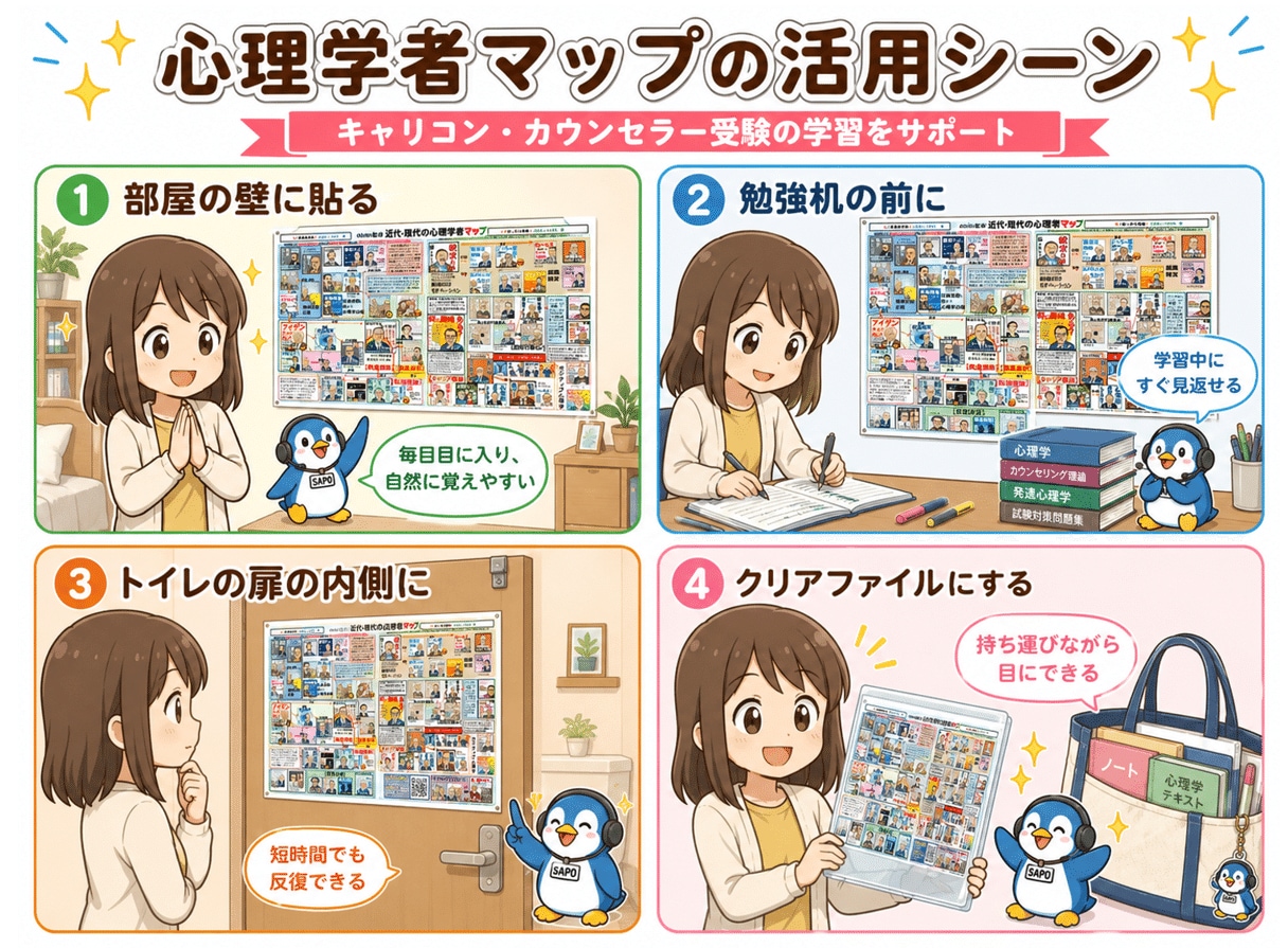 六月末まで限定_顔で覚える心理学者マップお渡します 脳科学に基づく記憶術|試験に向け、サクッと学科の不安を軽減 イメージ1
