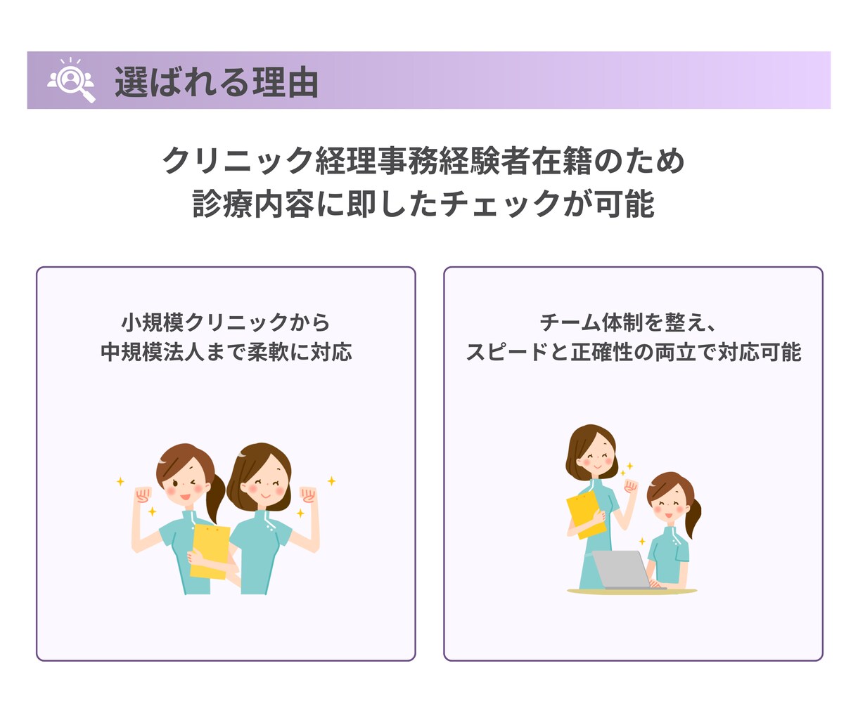 医療業界に強い経理代行｜正確とスピードを両立します 医療業界を知る事務スタッフが、経理をまるごとサポート イメージ3