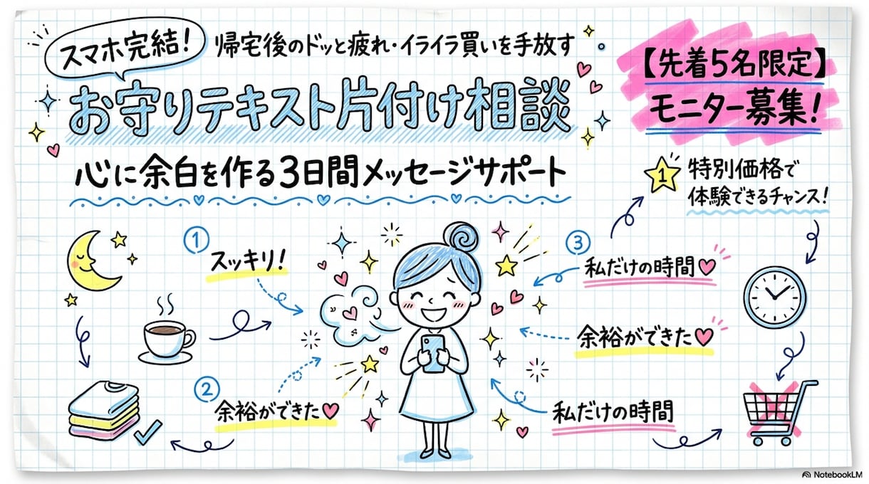 ママのイライラを手放す片付け相談にのります ビデオ通話不要・写真1枚でOK！3日間メッセージサポート イメージ1