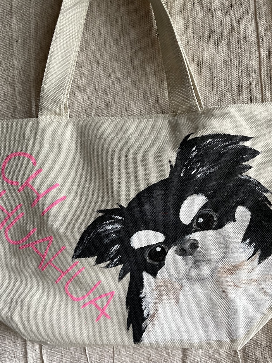 わんこの似顔絵お散歩トートバッグをつくります 愛犬のお名前入りトートバッグでお散歩が3倍楽しくなるかも イメージ4