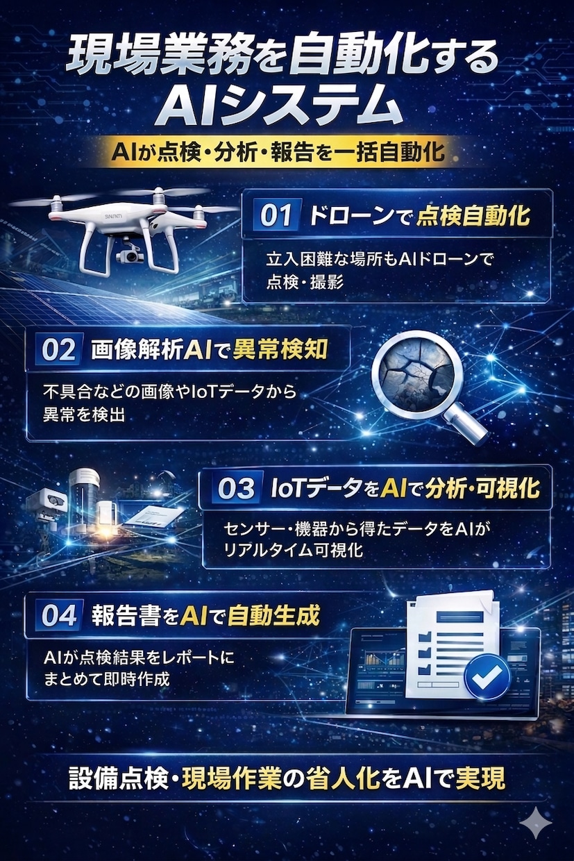 現場業務を自動化するAIシステム構築します 点検・分析・報告をAIで一括自動化 イメージ2