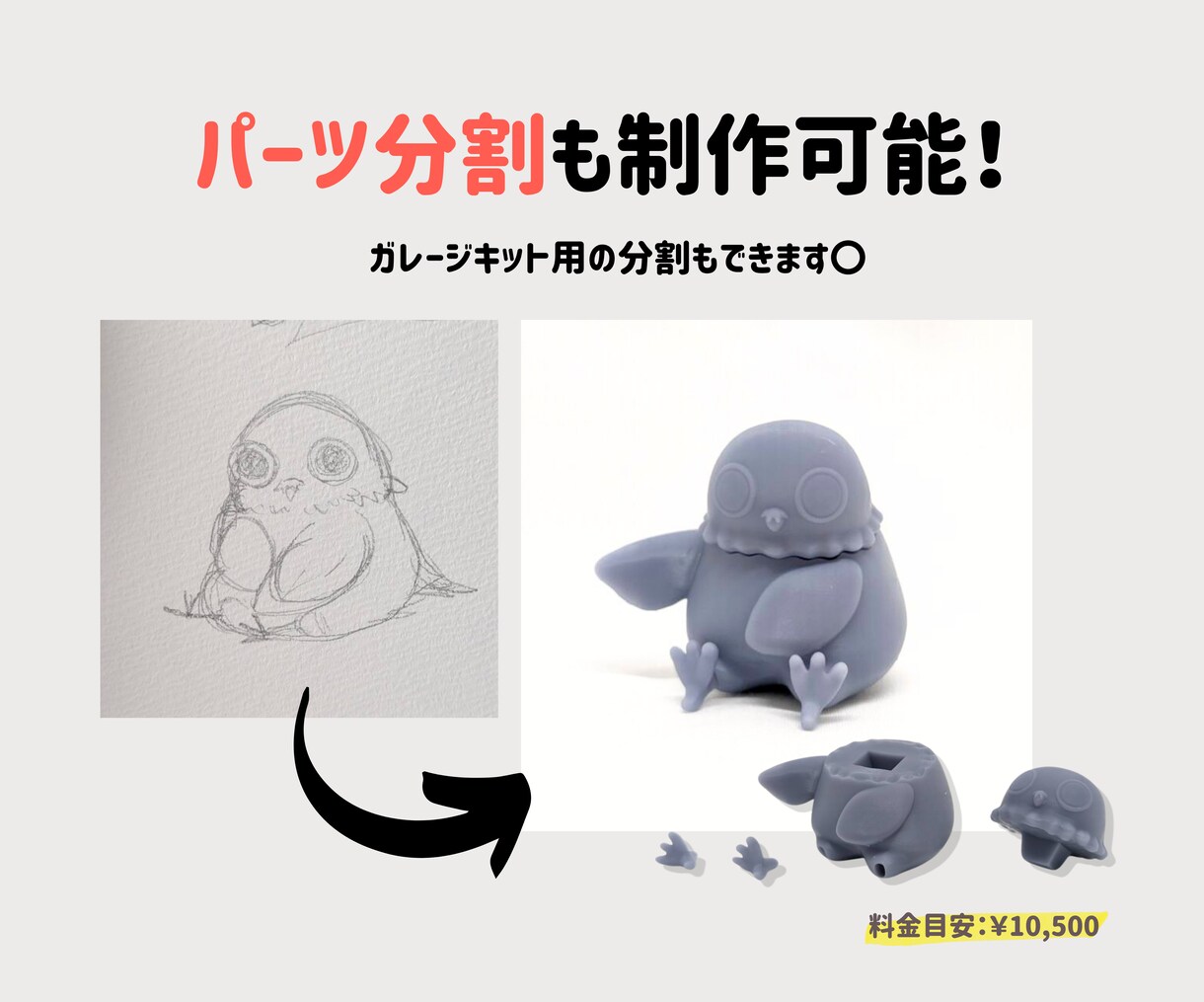 イラストからあなただけの立体物を作成します あなたの想像が、リアルに触れられる形になる。 イメージ3