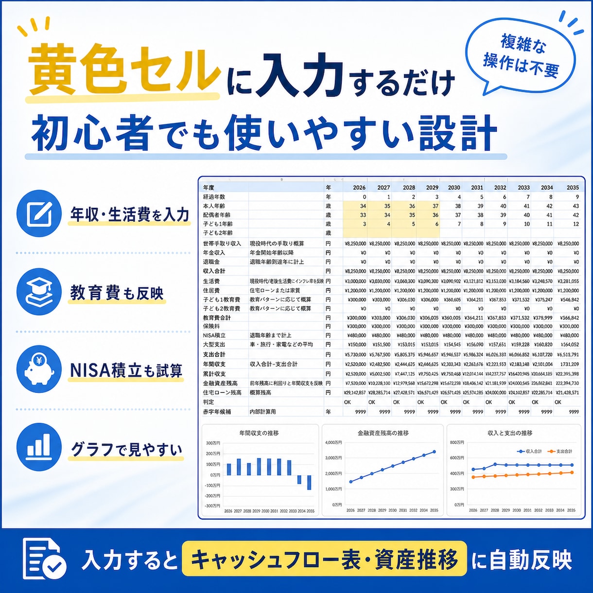 ライフプラン表Excelを販売します 自分で入力するだけで将来資金を見える化 イメージ2