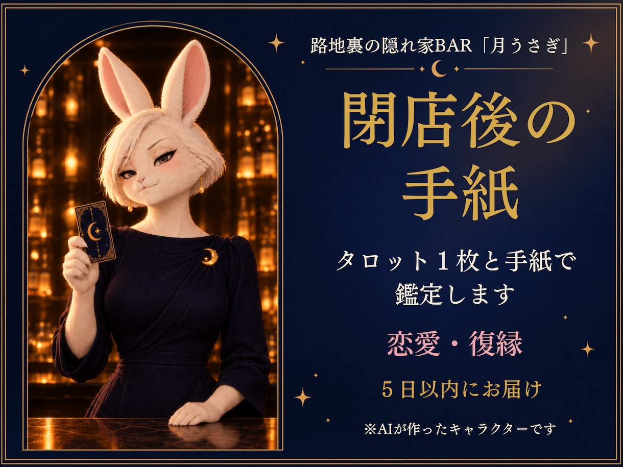 恋愛・復縁の迷いを、タロット1枚の手紙で読みます 路地裏BARのママが、閉店後の手紙で鑑定します イメージ1
