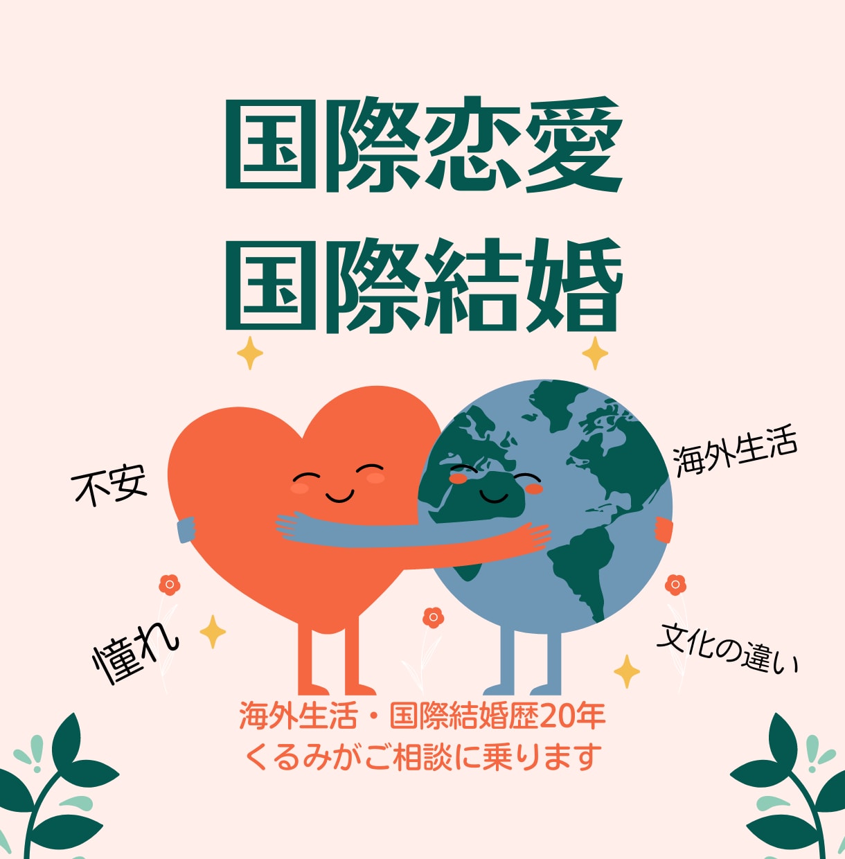 国際恋愛＆結婚　お悩み・ご相談承ります 国際結婚歴20年！経験者の立場でお話伺います/60分 イメージ1