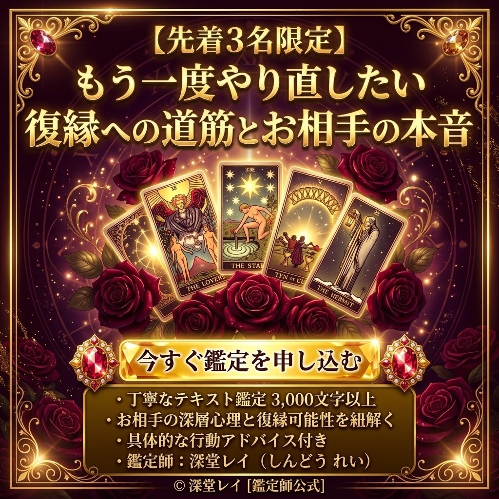 先着500円！復縁へ導く相手の本音と今後占います もう一度結ばれたい！彼の本音と時期を紐解く、心寄り添う鑑定書 イメージ1
