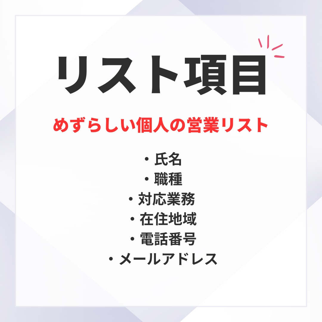 個人ITフリーランスの営業リストを提供します レア【1件55円】めずらしい個人のリストです営業効率アップに イメージ3