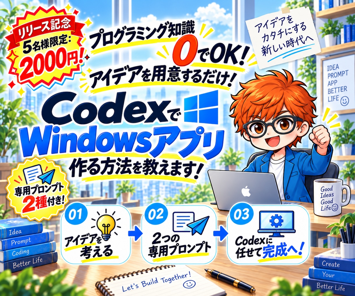 CodexでWindowsアプリ作る方法を教えます プログラミング知識0でOK！アイデアを用意するだけ！ イメージ1