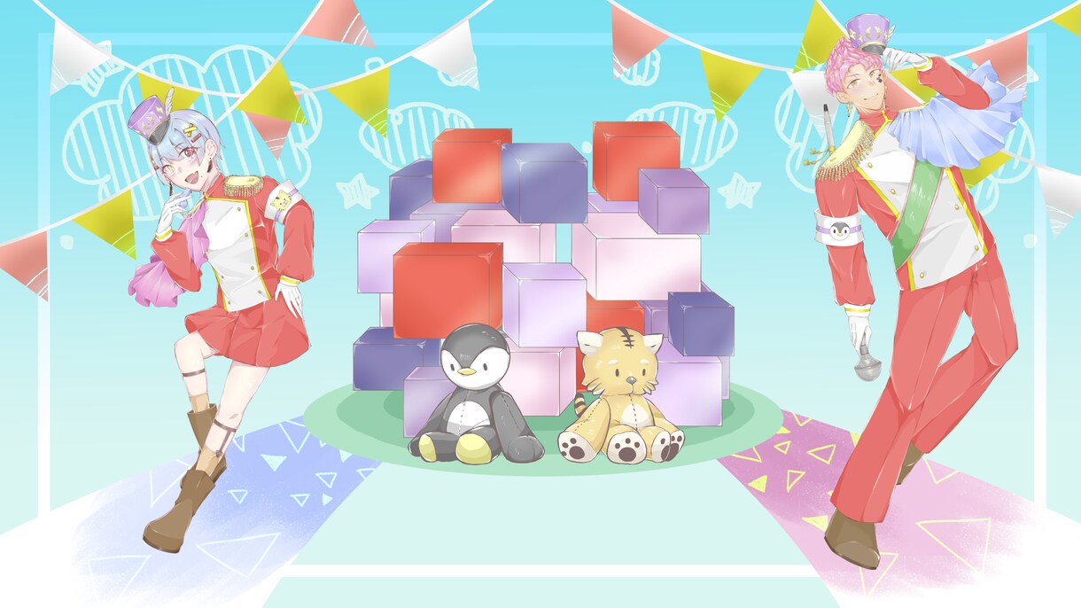 動画サムネイルや1枚絵など！イラストを描きます 動画用やグッズなど、等身・ミニキャラ問わずご相談ください！ イメージ9
