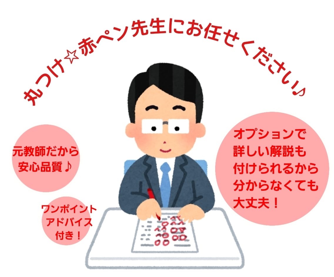 丸つけ&解説承ります デジタル丸つけ代行します！ワンポイントアドバイス付き☆ イメージ1