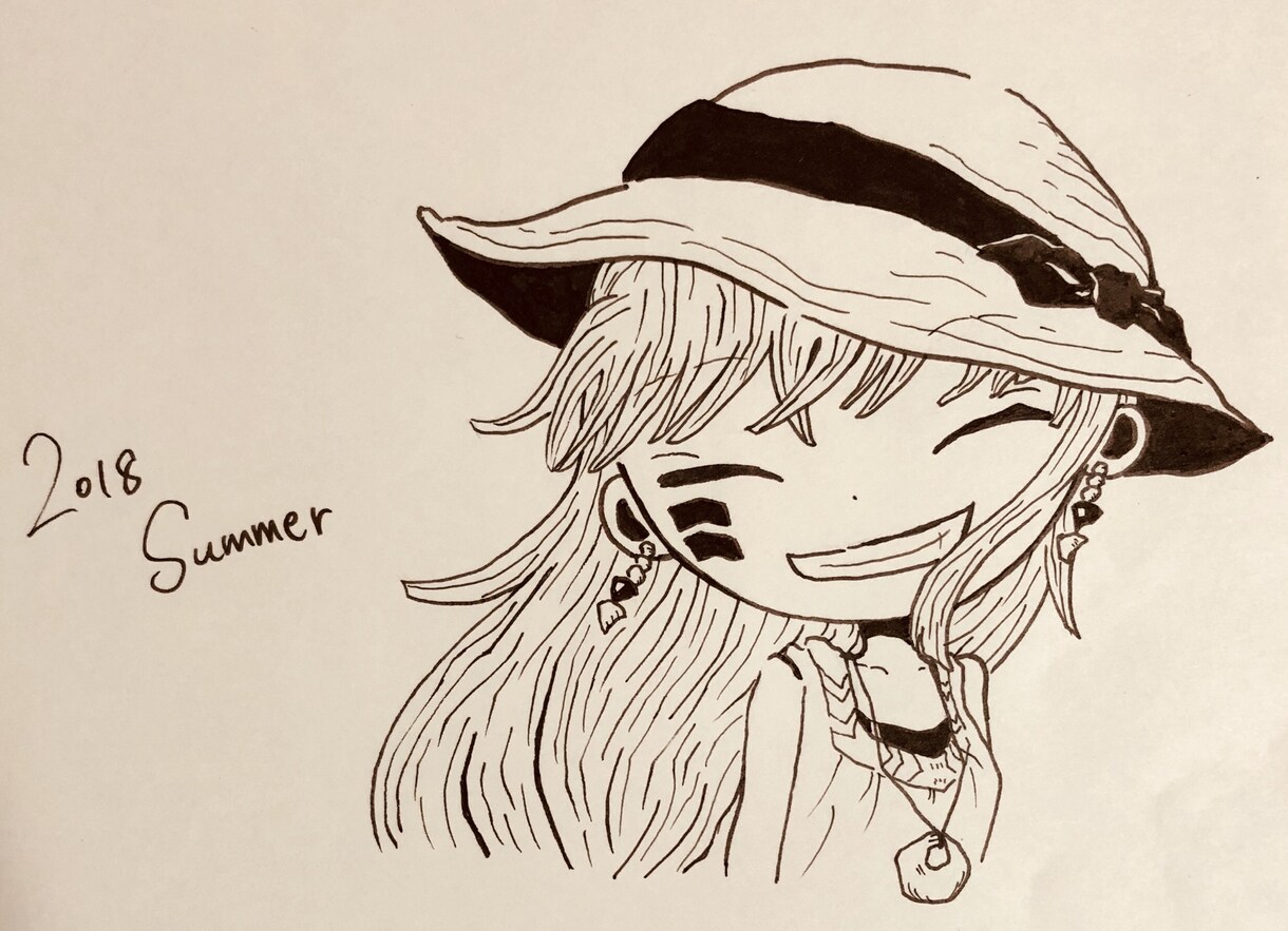 手描きでの人物のイラストを描きます マーカーや色鉛筆でのキャラクターを描いています！ イメージ1