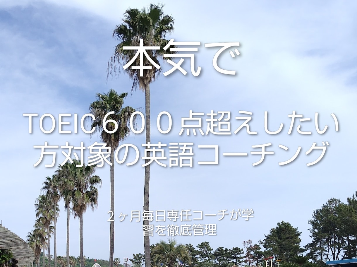 TOEIC600点突破！したい方にコーチングします 950点超えの専任コーチが学習をカスタマイズ＆徹底管理！ イメージ1