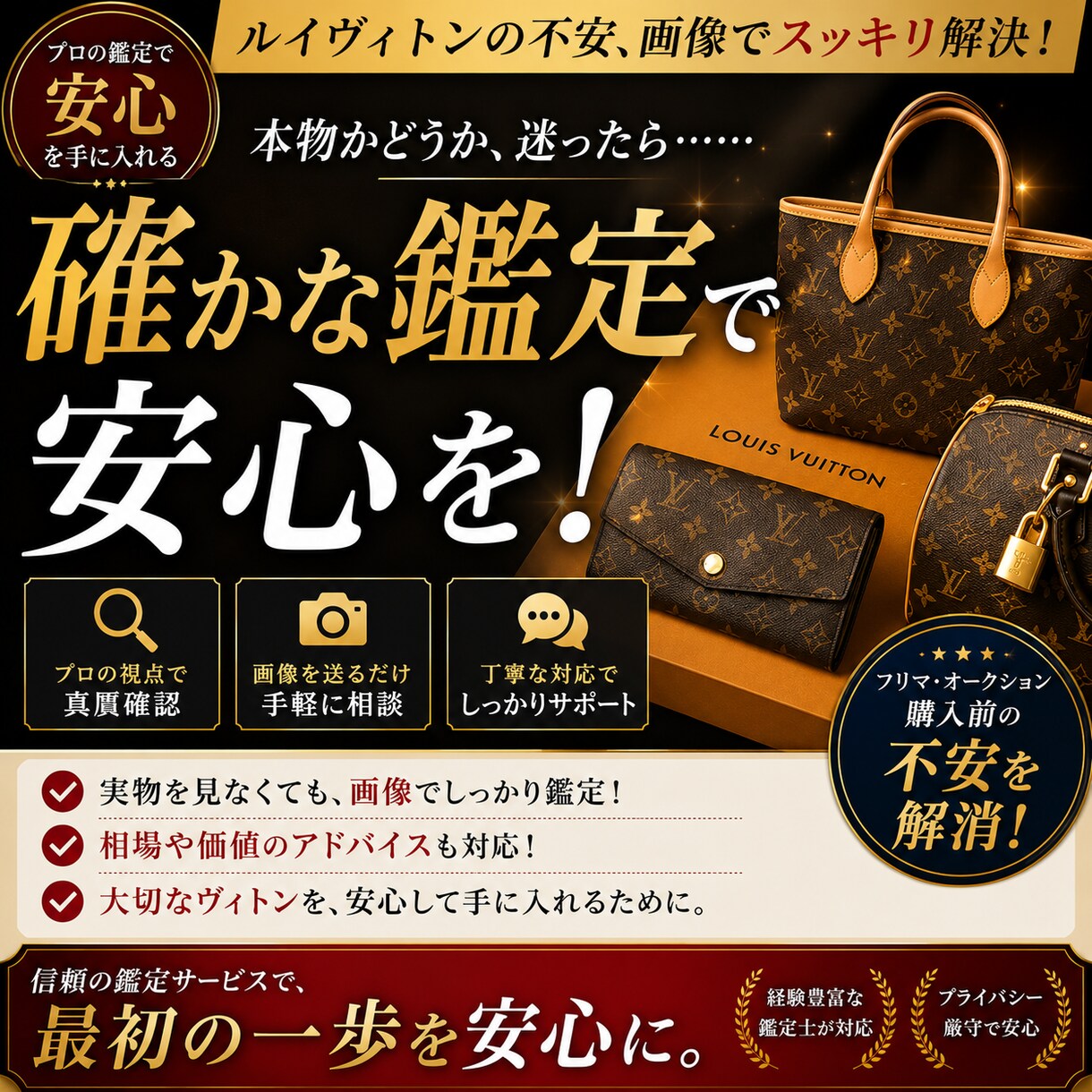 真贋鑑定！ルイ・ヴィトン限定で鑑定します 購入前・売却前の不安を画像で確認 イメージ1