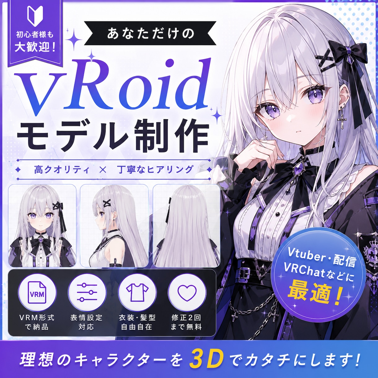 VRoidで理想のVモデル制作します 配信デビューを全力でサポートします イメージ1