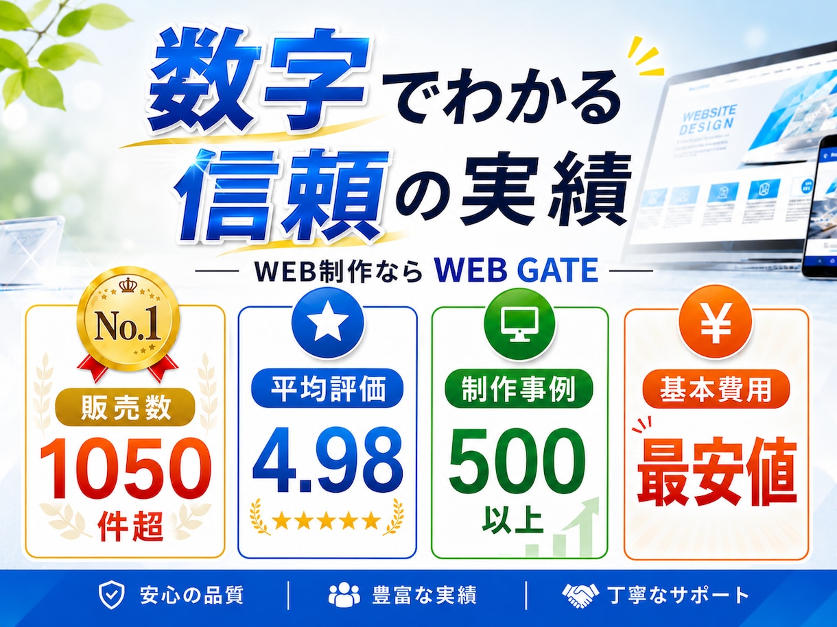 3冠達成！ワードプレスでホームページを制作します WEB制作＆デザイン部門1位（販売数・評価数・お気に入り数） イメージ1