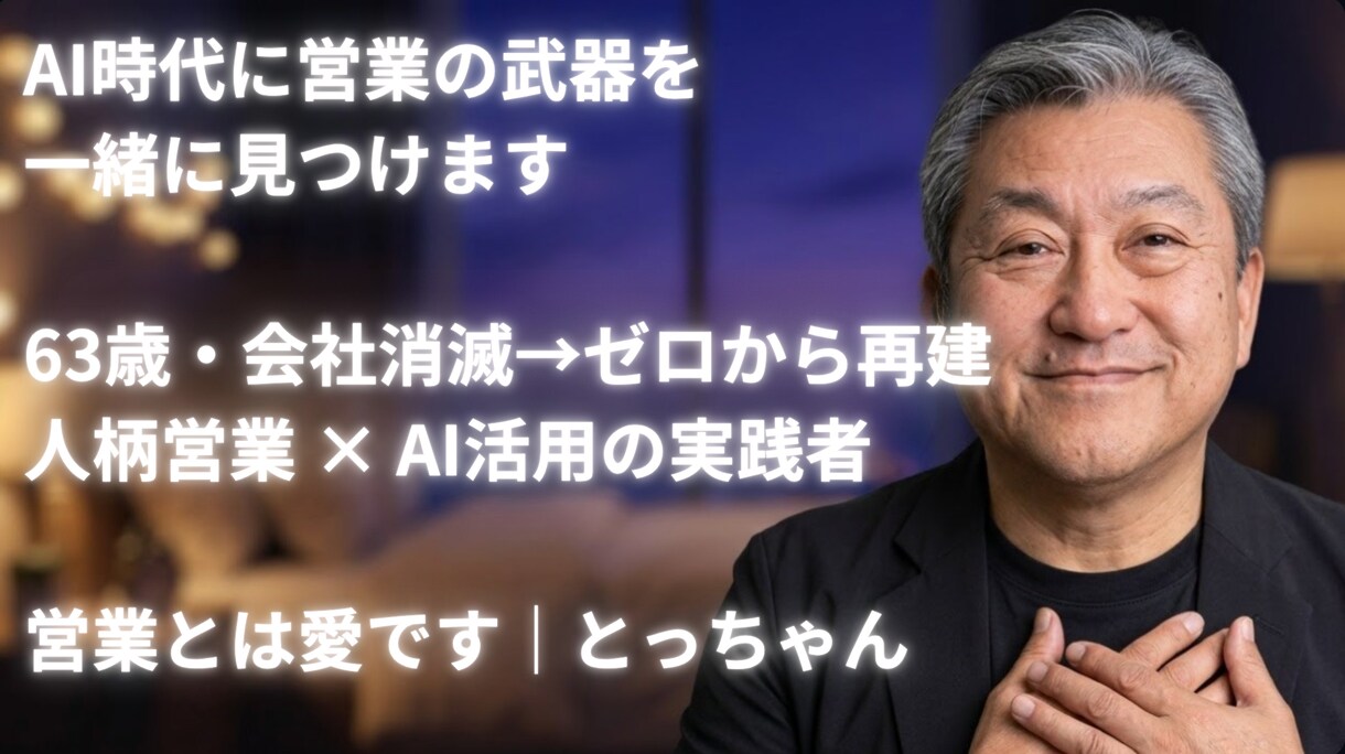 AI時代に営業の武器を一緒に見つけます 63歳で会社消滅→AI全開で再起した男が本気で聴きます イメージ1