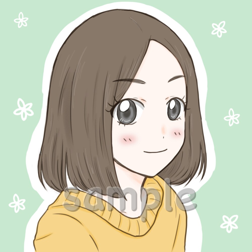漫画風SNSアイコン・似顔絵描きます やさしい・かわいらしい雰囲気にしたい方に！ イメージ1