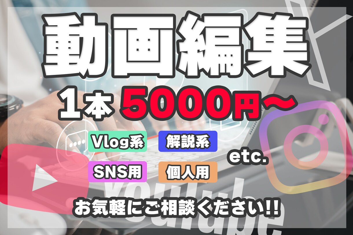 YoutubeやSNS用の動画編集をお手伝いします モザイクやアニメーション等の特殊編集も基本料金内でやります！ イメージ1