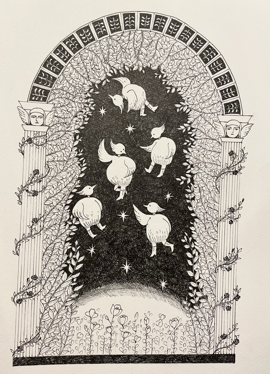 モノクロイラスト描きます 水性ペンで描く繊細で神秘的な世界 イメージ6