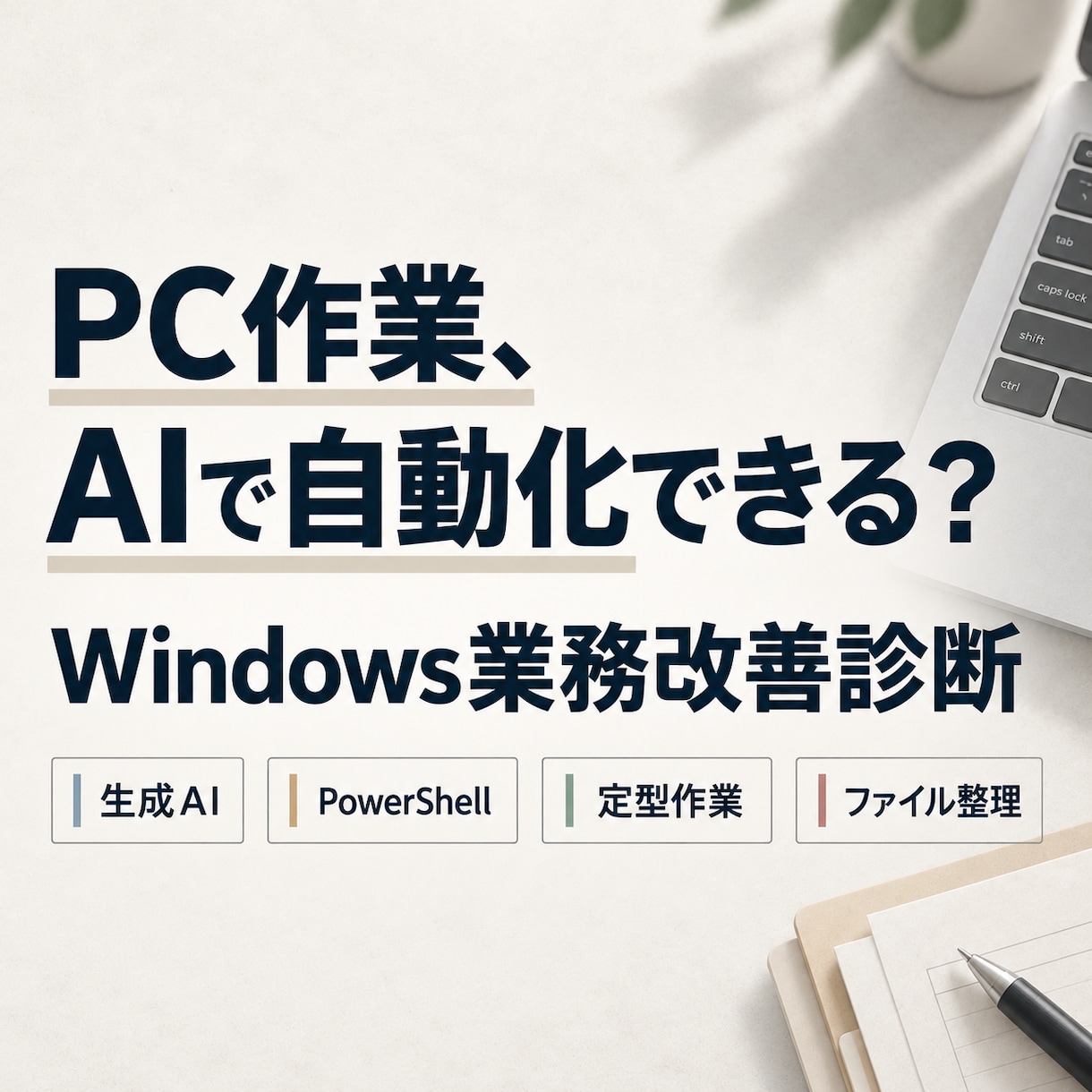 毎日のPC作業をAIで自動化できるか診断しますます 生成AI・PowerShellでPC作業を改善します イメージ1