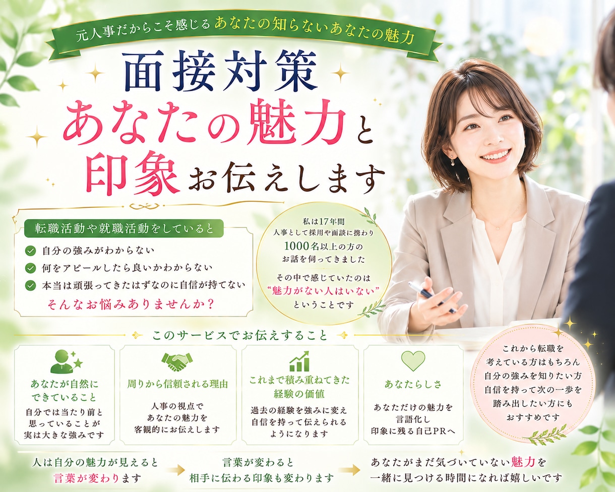 面接対策　あなたの魅力と印象お伝えします 元人事だからこそ感じるあなたの知らないあなたの魅力 イメージ1