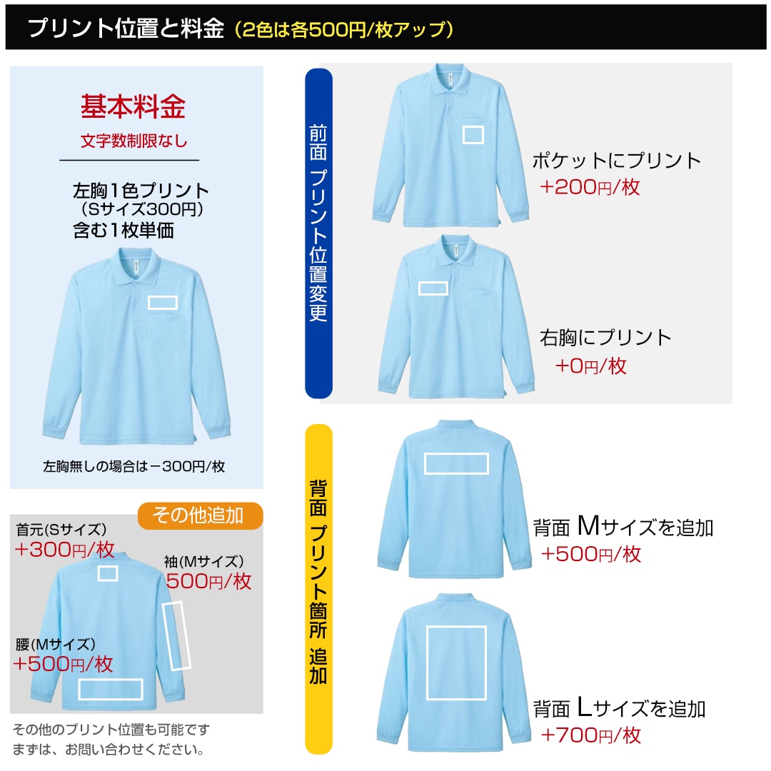 オリジナル 長袖ポロシャツを作成（プリント）します 年間実績10,000枚！プリント職人にお任せください！ イメージ4