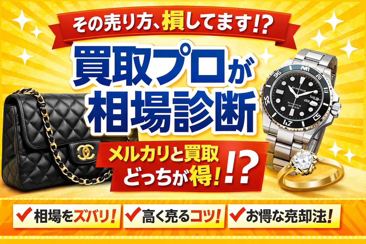 売る前に相談を！損しない売却方法を提案しますます メルカリ・買取どちらが得か、現場目線でアドバイスします イメージ1