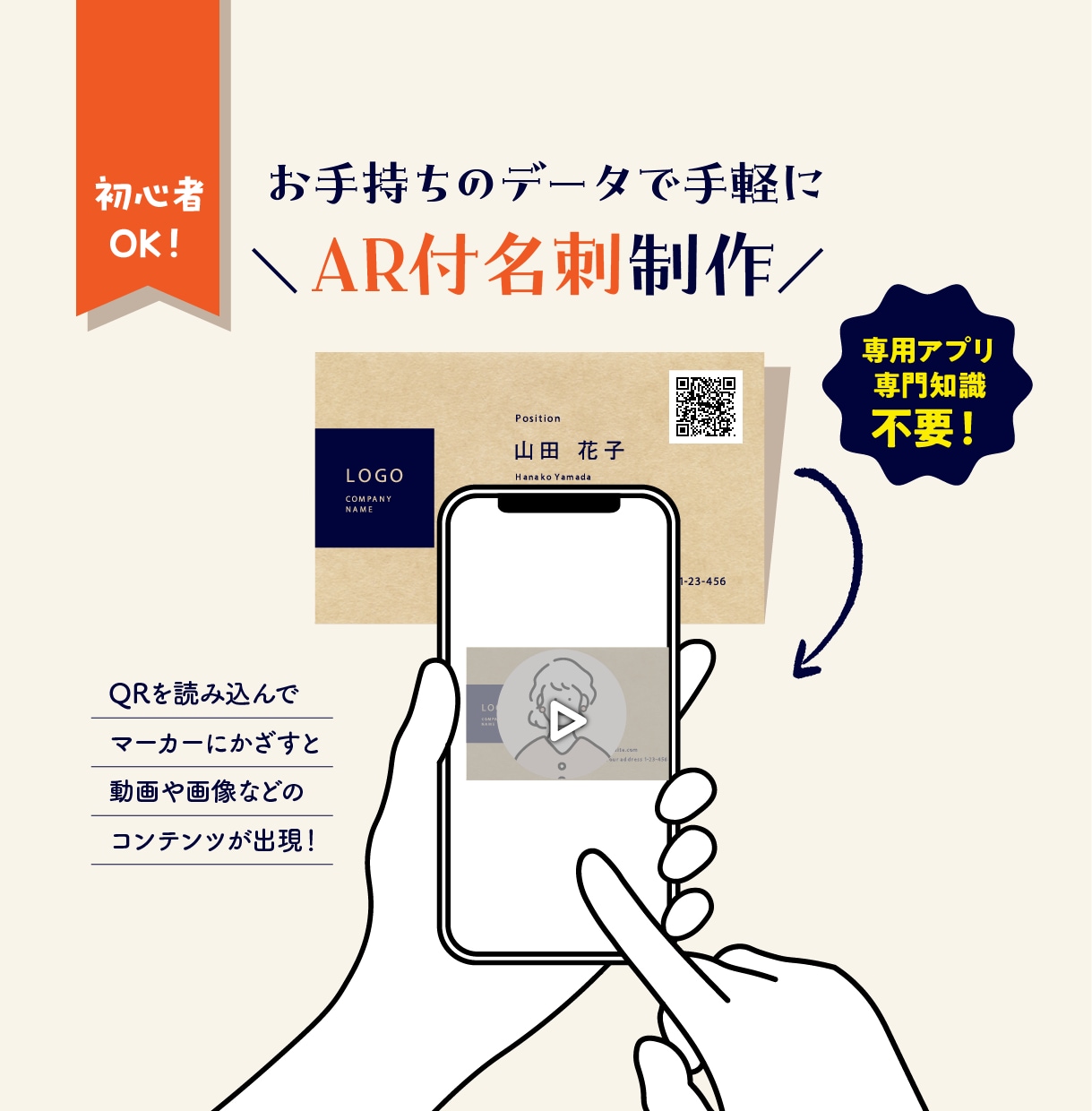 お手持ちのデータで手軽に【AR付名刺】作成できます 初心者OK！ARで印象に残る名刺を作りませんか？ イメージ1