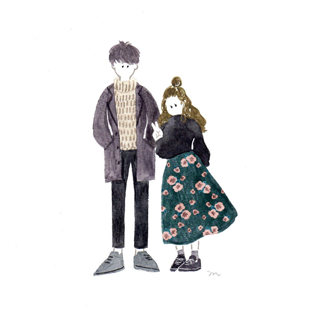 SNSアイコンに使える可愛いイラスト描きます 複数人/ペットOK！小物1点無料♡水彩風カラー イメージ8