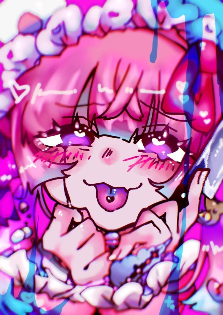 アート 油絵 イラスト 絵画 病みかわいい 女の子 オリジナル 創作 感情 表現 ヤミかわ❤︎ﾄﾞｸﾄﾞｸﾄﾞﾛﾄﾞﾛ病み絵描きます 流行りの病みポップ絵ならお