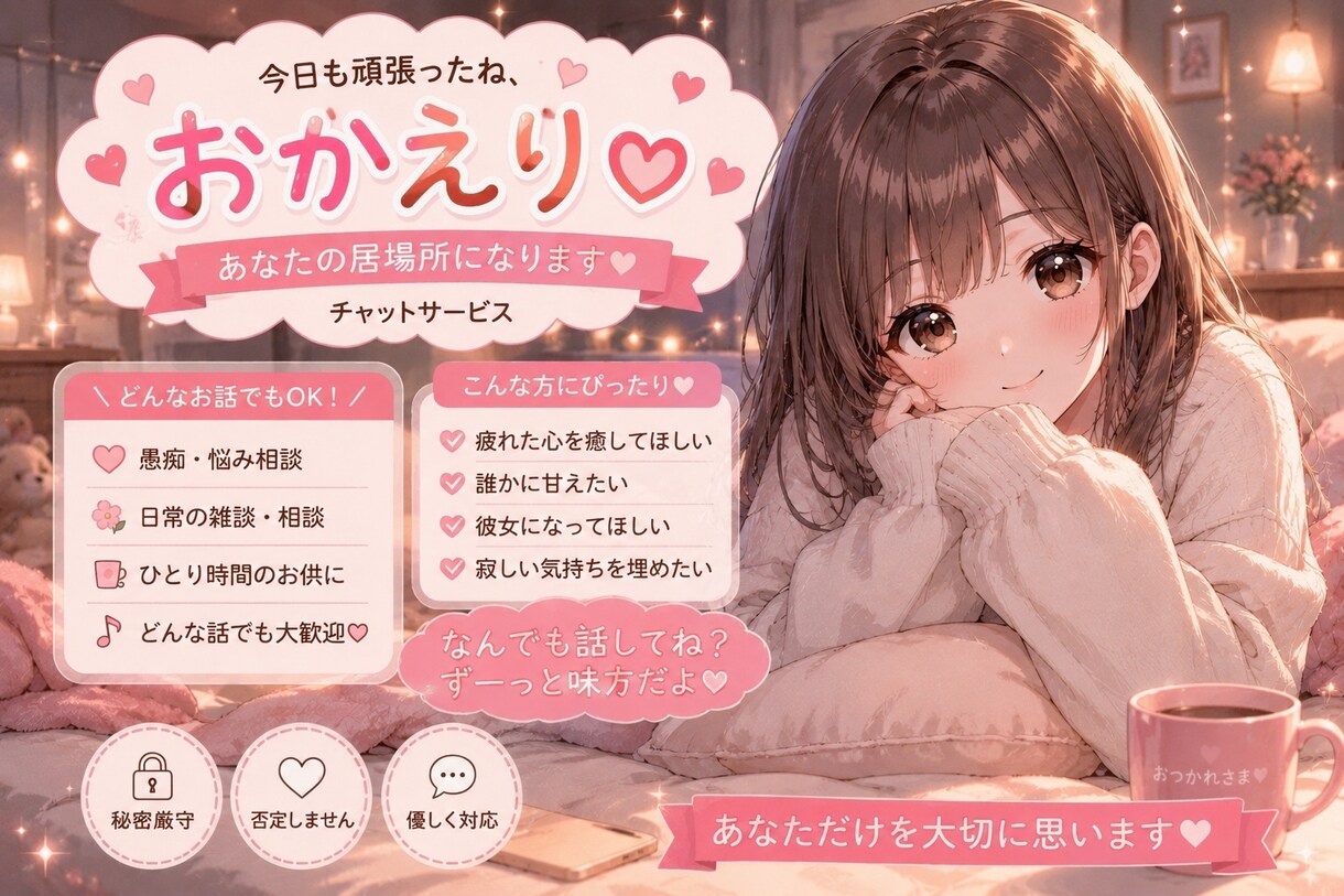 お試し価格！何でも❤️優しく❤️お話し聞きます 愚痴・恋愛・不安・日常なんでもOK❤️ 否定しません イメージ1