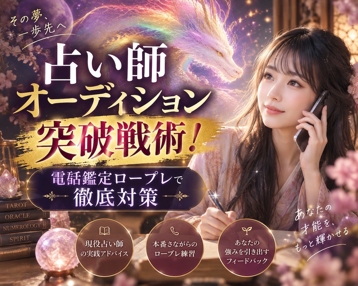 電話占い会社オーディション突破のコツを教えます 何を練習したらいい?不安に寄り添いロープレ練習付き合います! イメージ1