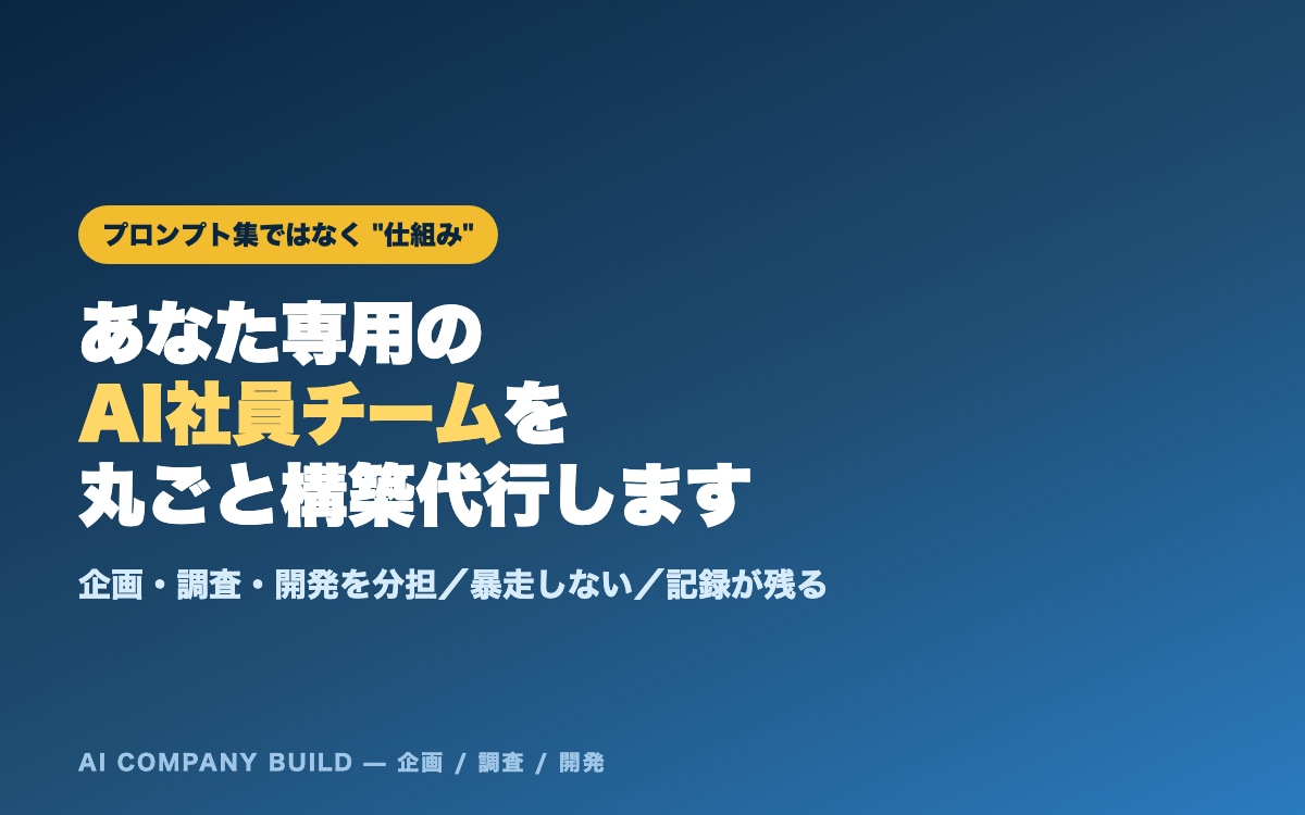 あなた専用「AI社員チーム」を丸ごと構築代行します 「AIを入れたのに結局ぜんぶ自分でやってる働くAI社員チーム イメージ1